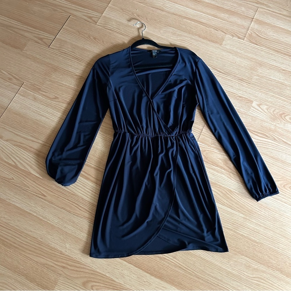 Forever 21 Navy Long Sleeve Above Knee Dress Medium